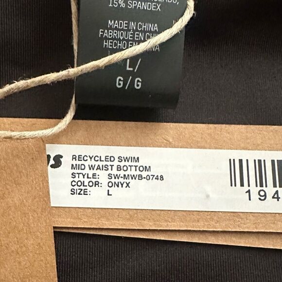 NWT SKIMS Recycled Signature Swim Mid Waist Bikini Bottom In Onyx Black - Picture 7 of 7